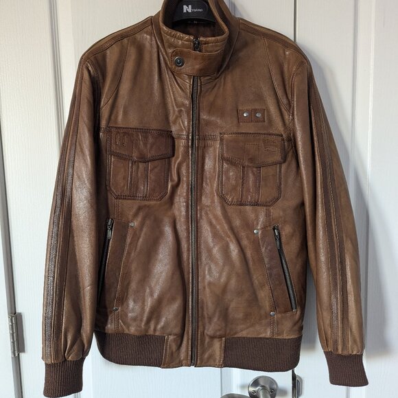 VentiUno Brown Men's Leather Jacket, Size M - Picture 1 of 16